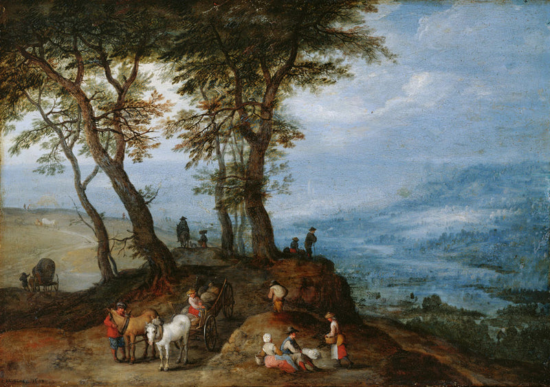 Paysage avec des agriculteurs d'aller à un marché - Jan Brueghel l'Ancien