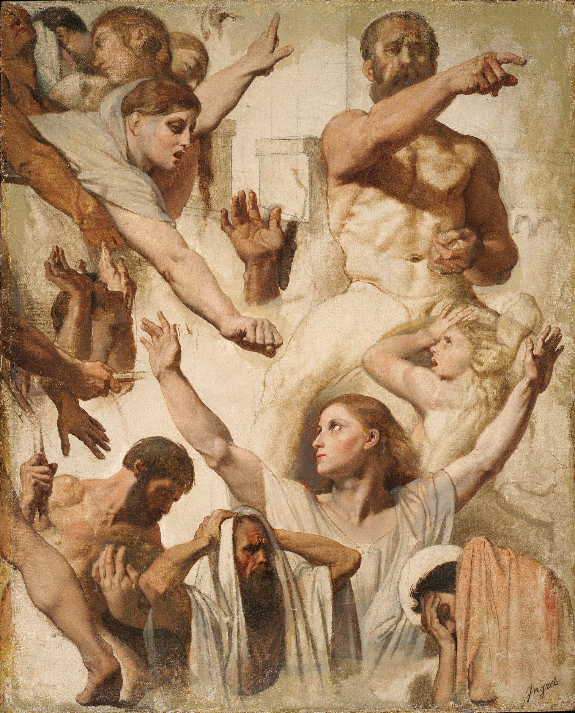 Studies for The Martyrdom of Saint Symphorien (Saint, Mother, and Proconsul) - Jean-Auguste-Dominique Ingres