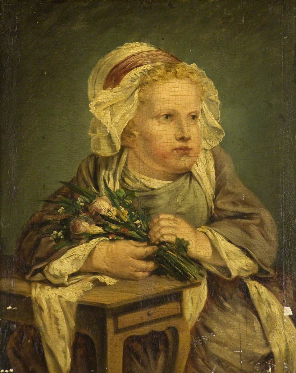 Un enfant avec un bouquet de fleurs - Jean-Baptiste Greuze