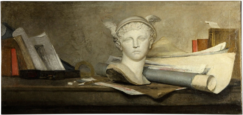The attributes of the Arts with a bust of Mercury - Jean Siméon Chardin