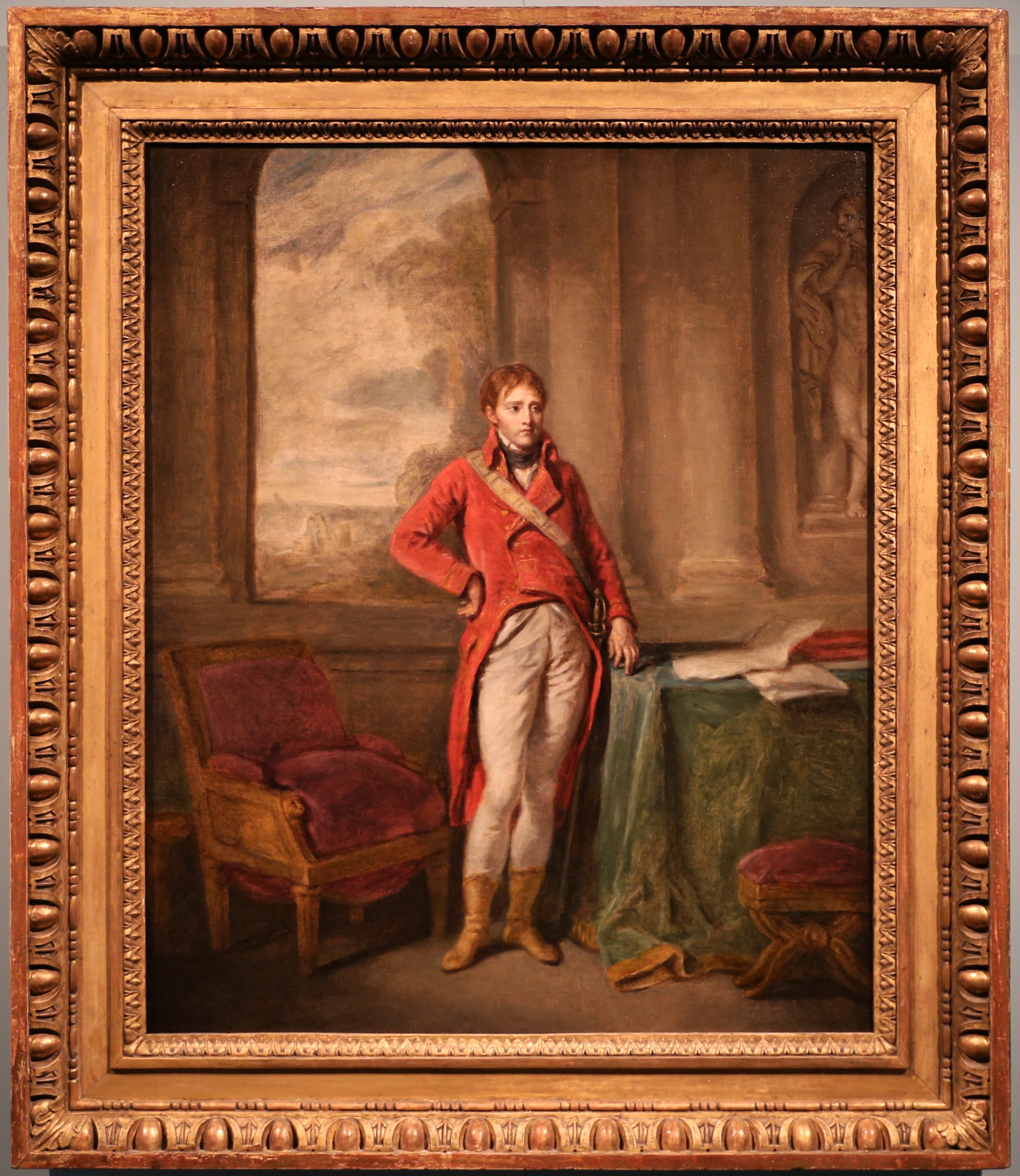 Portrait de Napoléon Bonaparte en habit de Premier Consul, avec la ville d'Anvers en décor de fond - Jean-Baptiste Greuze