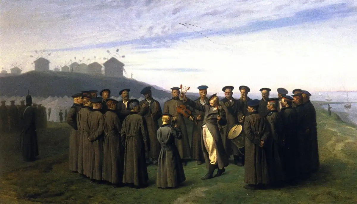 Reproduction du tableau « Récréation dans un camp russe - Jean-Léon Gérôme » par Alpha Reproduction en peinture à l’huile