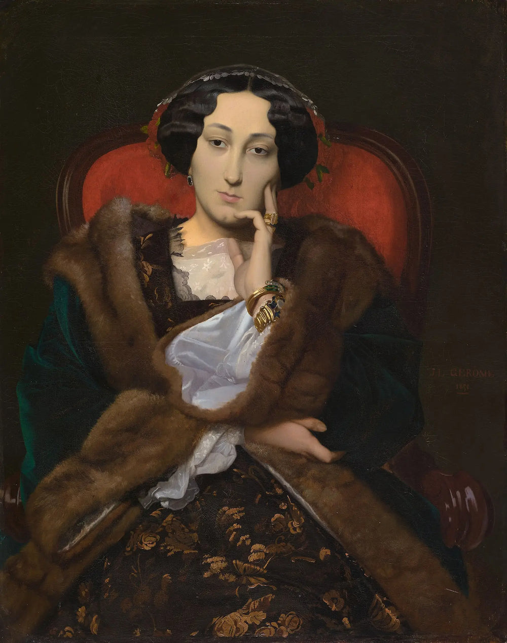 Reproduction du tableau « Portrait d'une femme - Jean-Léon Gérôme » par Alpha Reproduction en peinture à l’huile