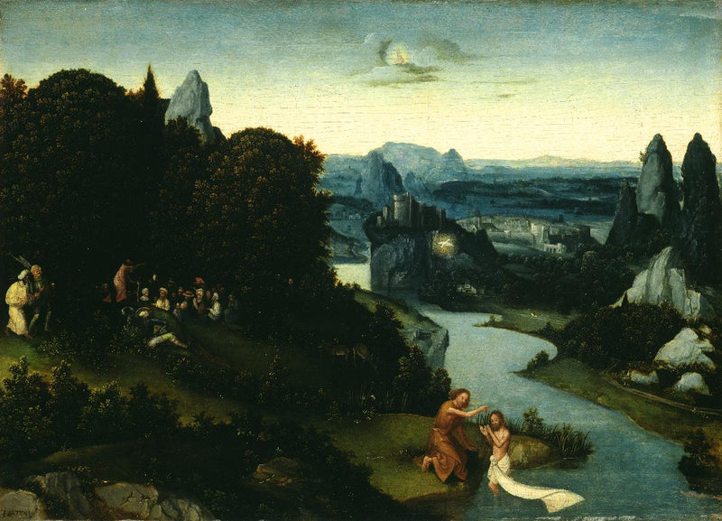 Taufe Christi und Johannespredigt - Joachim Patinier