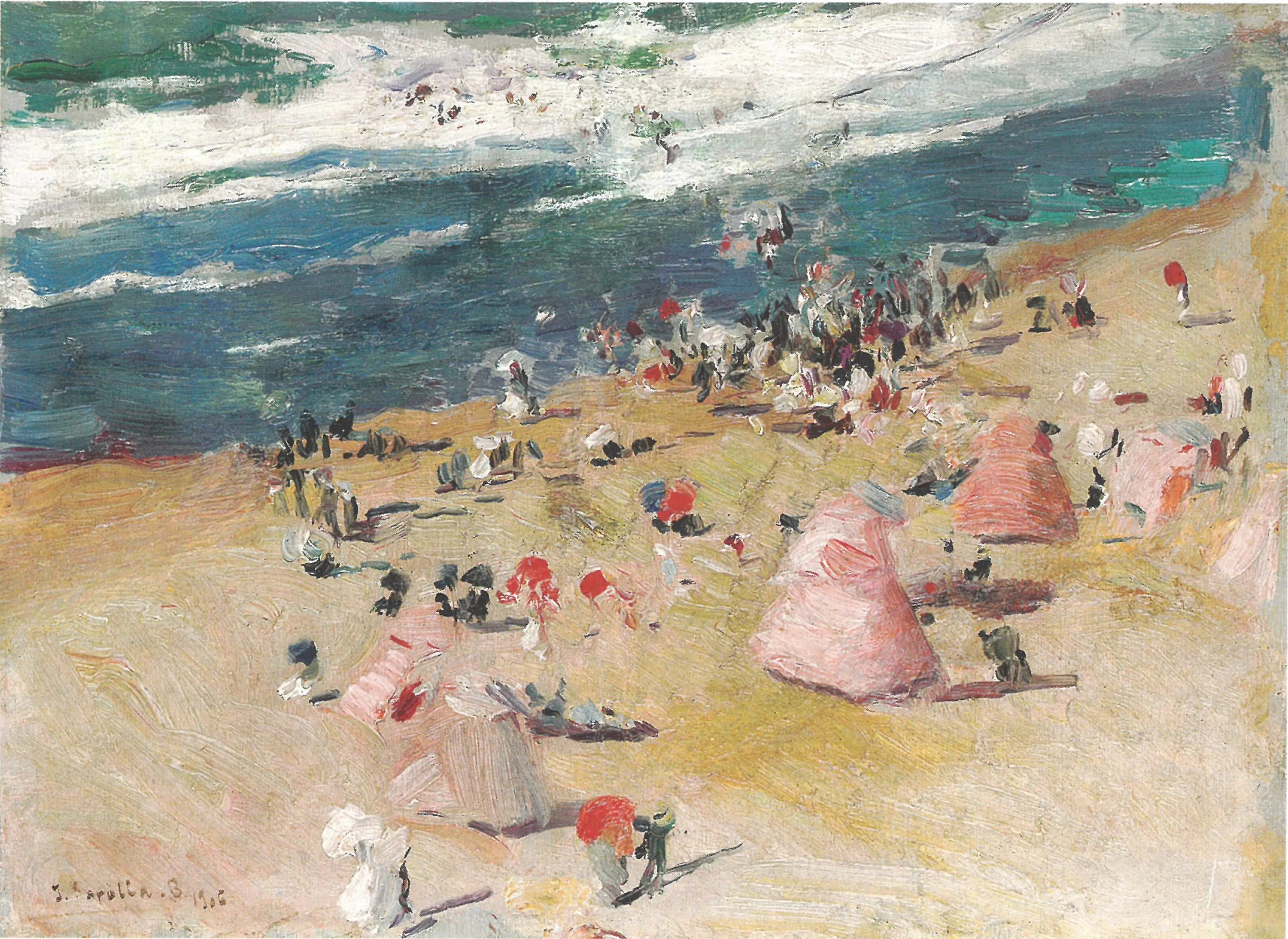 Reproduction du tableau « Sur la plage de Biarritz - Joaquín Sorolla » par Alpha Reproduction en peinture à l’huile