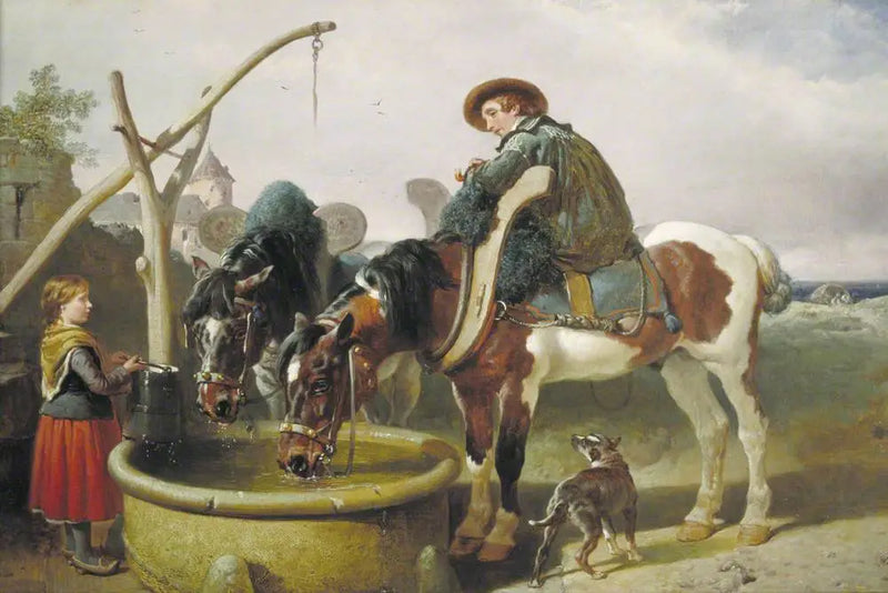 Horses at the Well and Henry Bright (1814–1873) - John Frederick Herring, Sr.