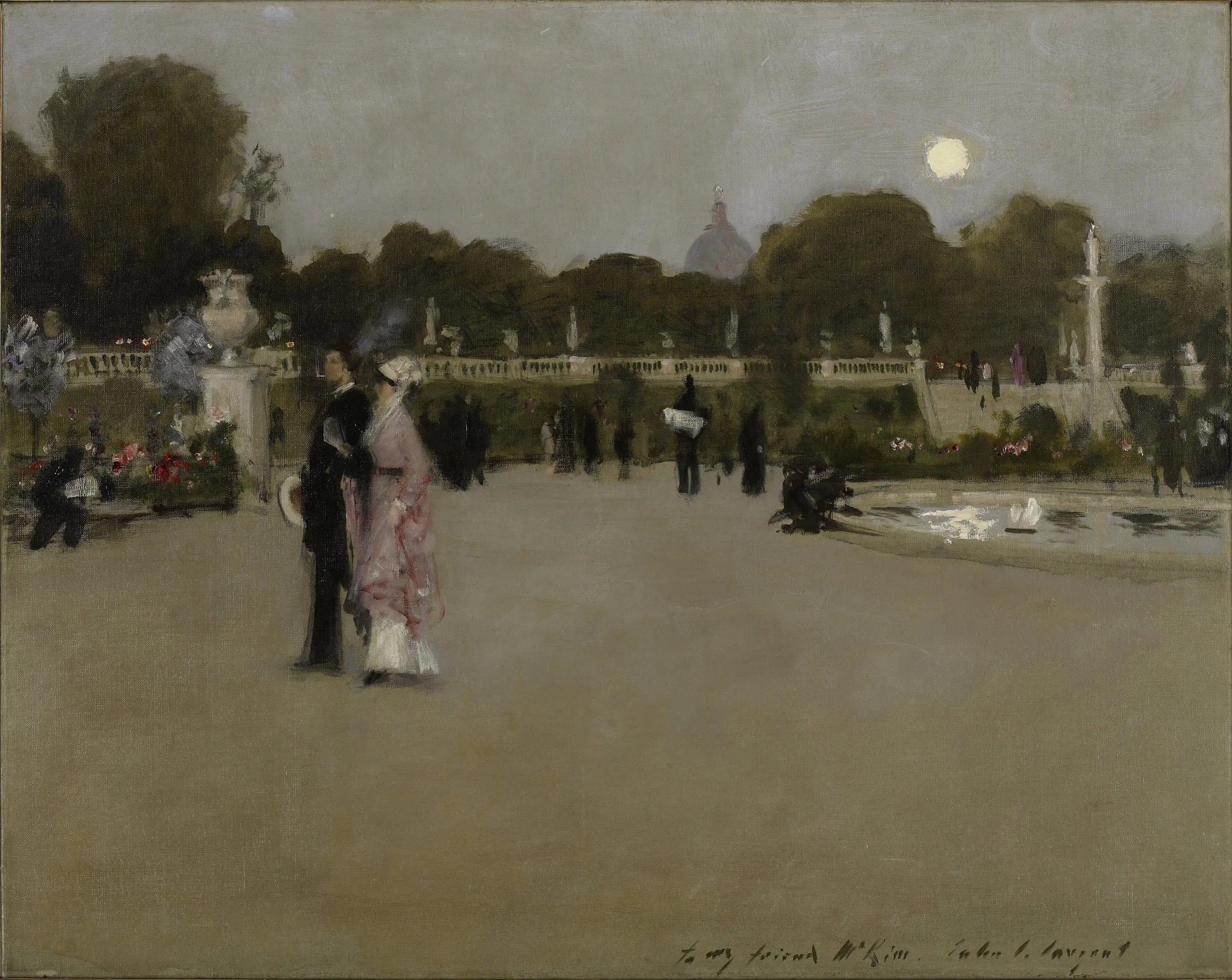 Reproduction du tableau « Jardins du Luxembourg au crépuscule - John Singer Sargent » par Alpha Reproduction en peinture à l’huile