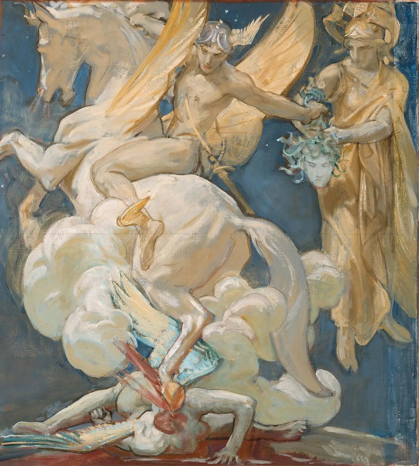 Reproduction du tableau « Esquisse de Persée sur Pégase tuant Méduse - John Singer Sargent » par Alpha Reproduction en peinture à l’huile