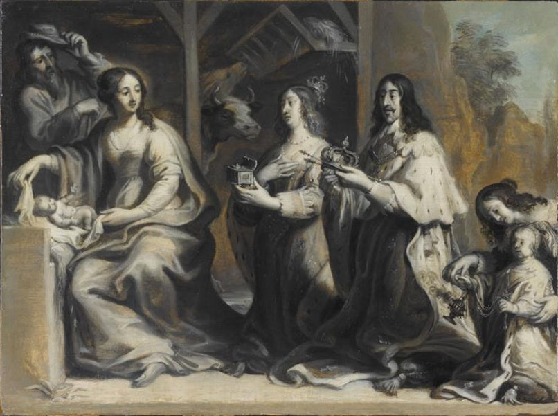 Louis XIII and Anne of Austria offering the kingdom to the Virgin during the Nativity - Juste d'Egmont