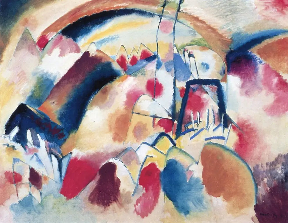 Reproduction du tableau « Paysage avec taches rouges - Vassily Kandinsky » par Alpha Reproduction en peinture à l’huile