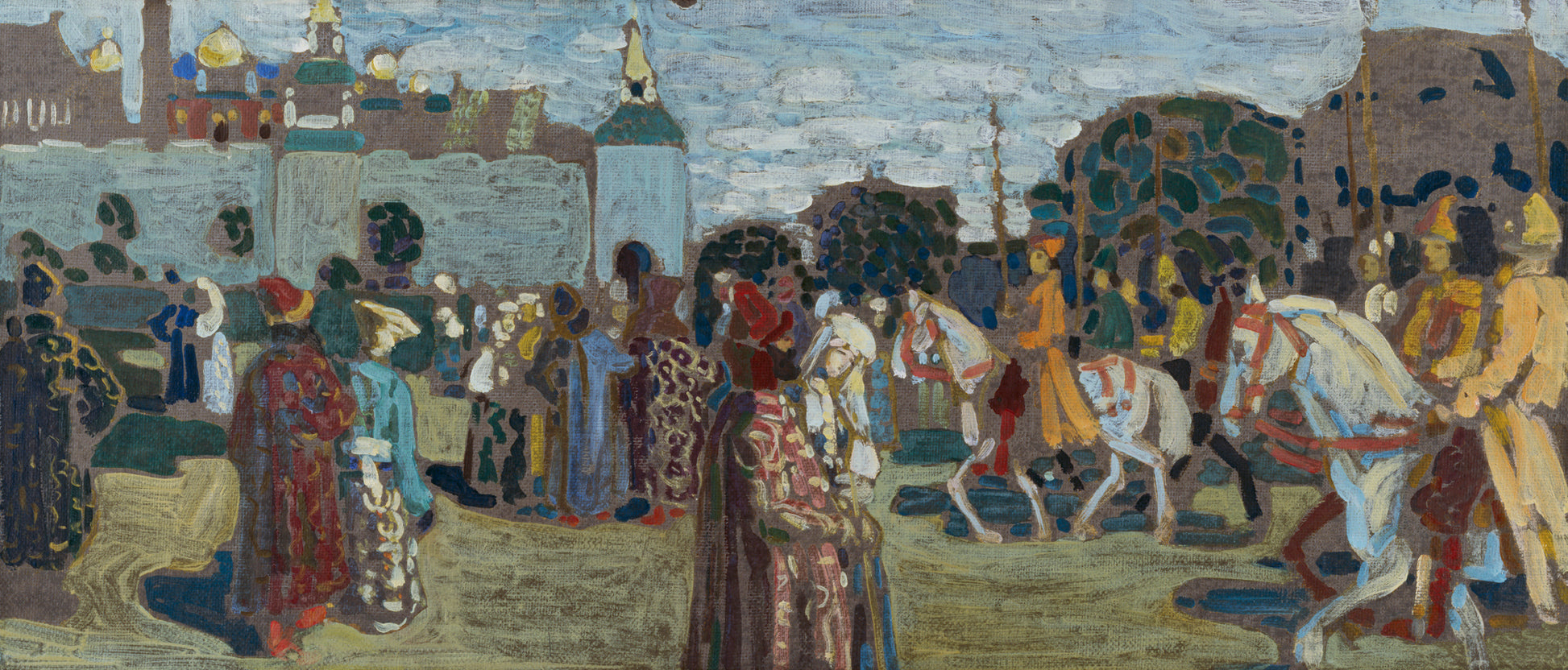 Reproduction du tableau « Dimanche (vieux russe) (esquisse) - Vassily Kandinsky » par Alpha Reproduction en peinture à l’huile