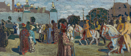 Reproduction du tableau « Dimanche (vieux russe) (esquisse) - Vassily Kandinsky » par Alpha Reproduction en peinture à l’huile