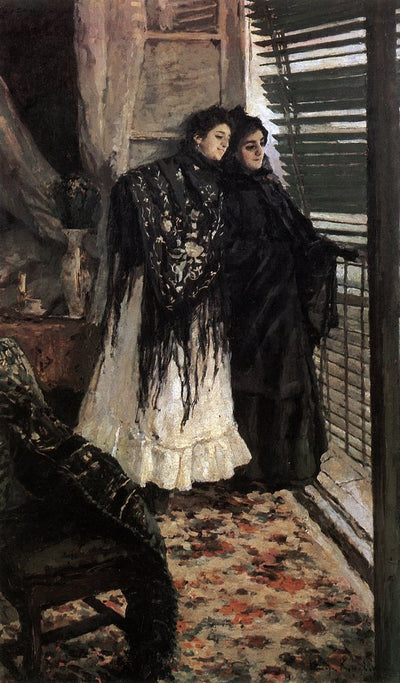 On the Balcony, the Spanish women, Leonora and Ampara - Konstantin Korovin