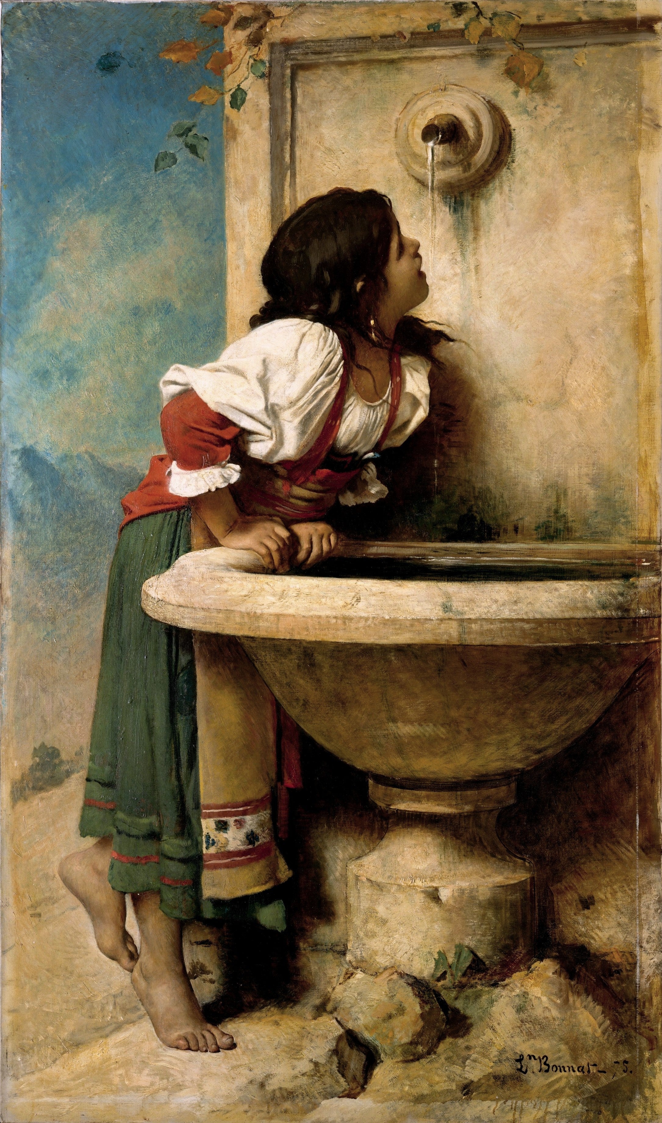 Fille romaine à la fontaine - Léon Bonnat