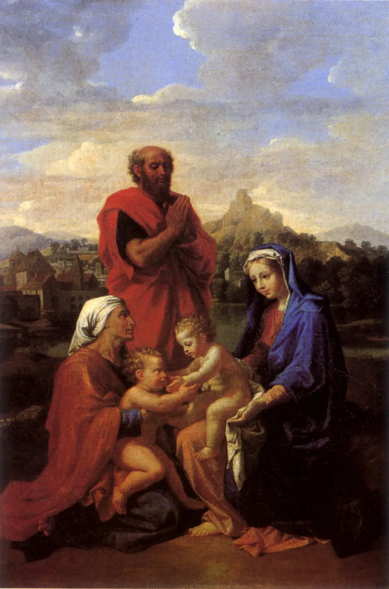 The Holy Family with Saint John, Saint Elizabeth, and Saint Joseph praying - Nicolas Poussin