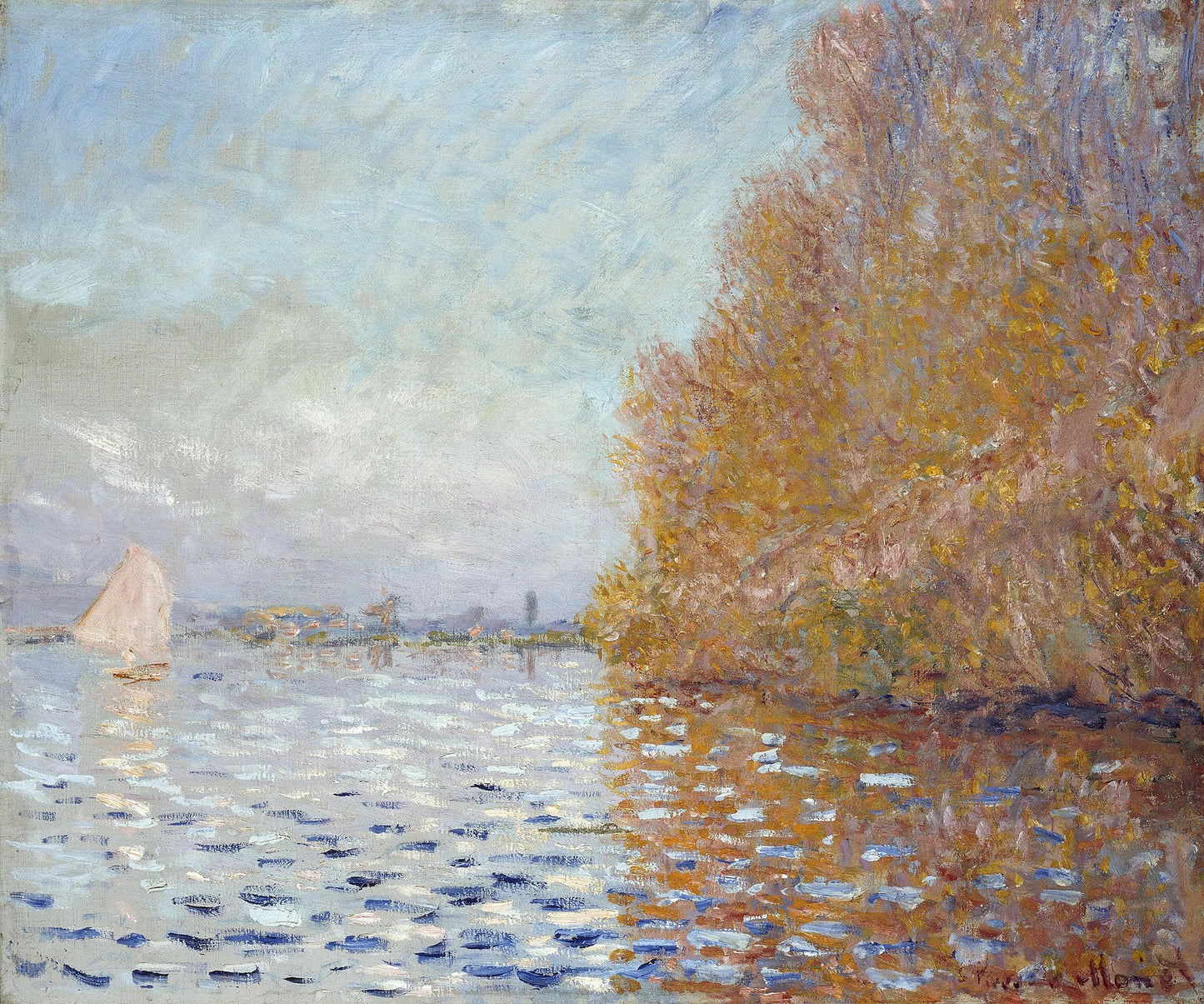 ⛵ The Basin of Argenteuil with a Sailboat – Claude Monet (circa 1874)