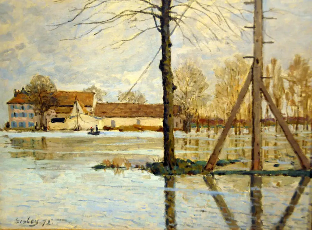 Reproduction du tableau « Le Bac de l'île de la Loge,inondation - Alfred Sisley » par Alpha Reproduction en peinture à l’huile