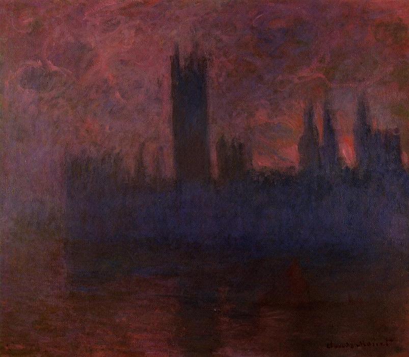 The Houses of Parliament, Symphony in Rose - Claude Monet