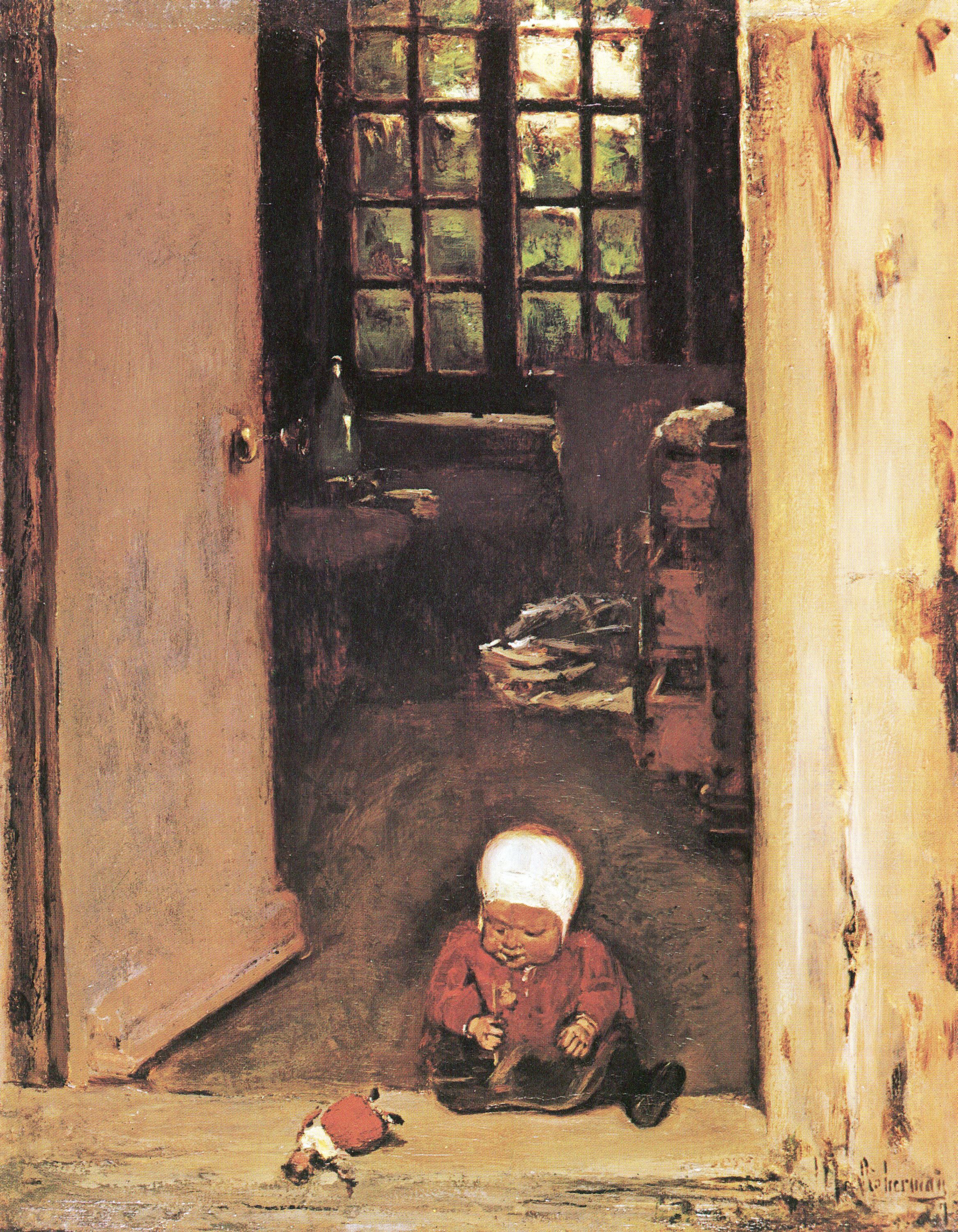 Child Playing in the Doorway - Max Liebermann