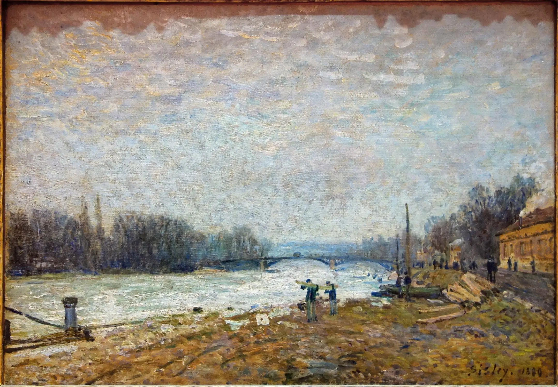 Reproduction du tableau « Après la débâcle, la Seine au pont de Suresnes - Alfred Sisley » par Alpha Reproduction en peinture à l’huile