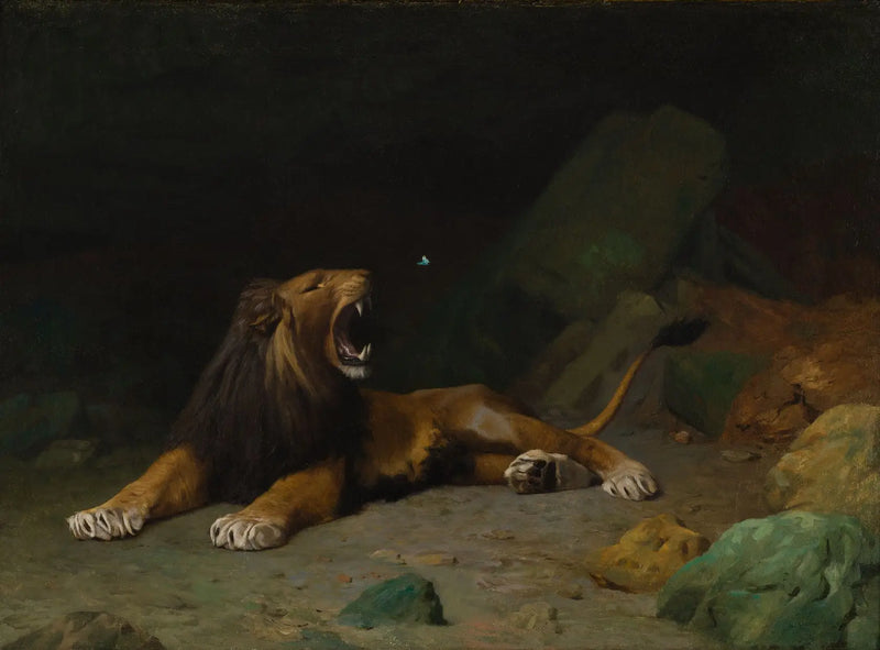 Lion trying to catch a butterfly - Jean-Léon Gérôme