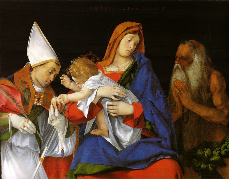 Virgin and Child with Saints Ignatius of Antioch and Onuphre - Lorenzo Lotto
