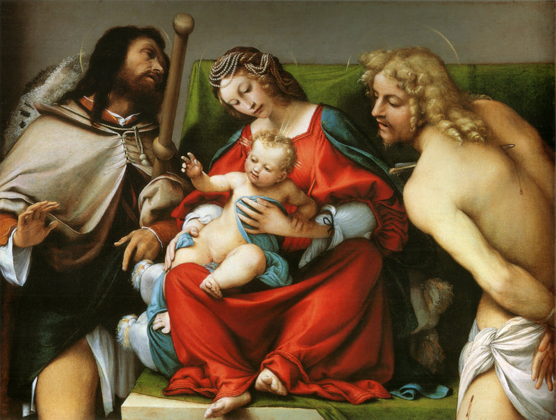 The Virgin and Child with Saints Rock and Sebastian - Lorenzo Lotto