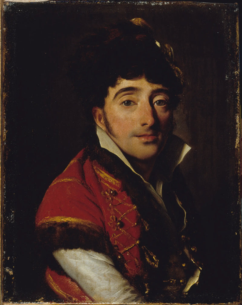 Portrait of an actor, in a red jacket trimmed with fur - Louis-Léopold Boilly