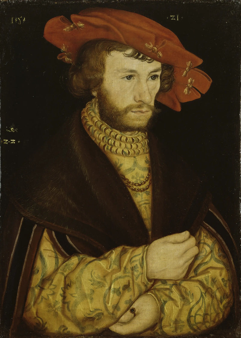 Portrait of a young man with a beard and a red beret - Lucas Cranach the Elder
