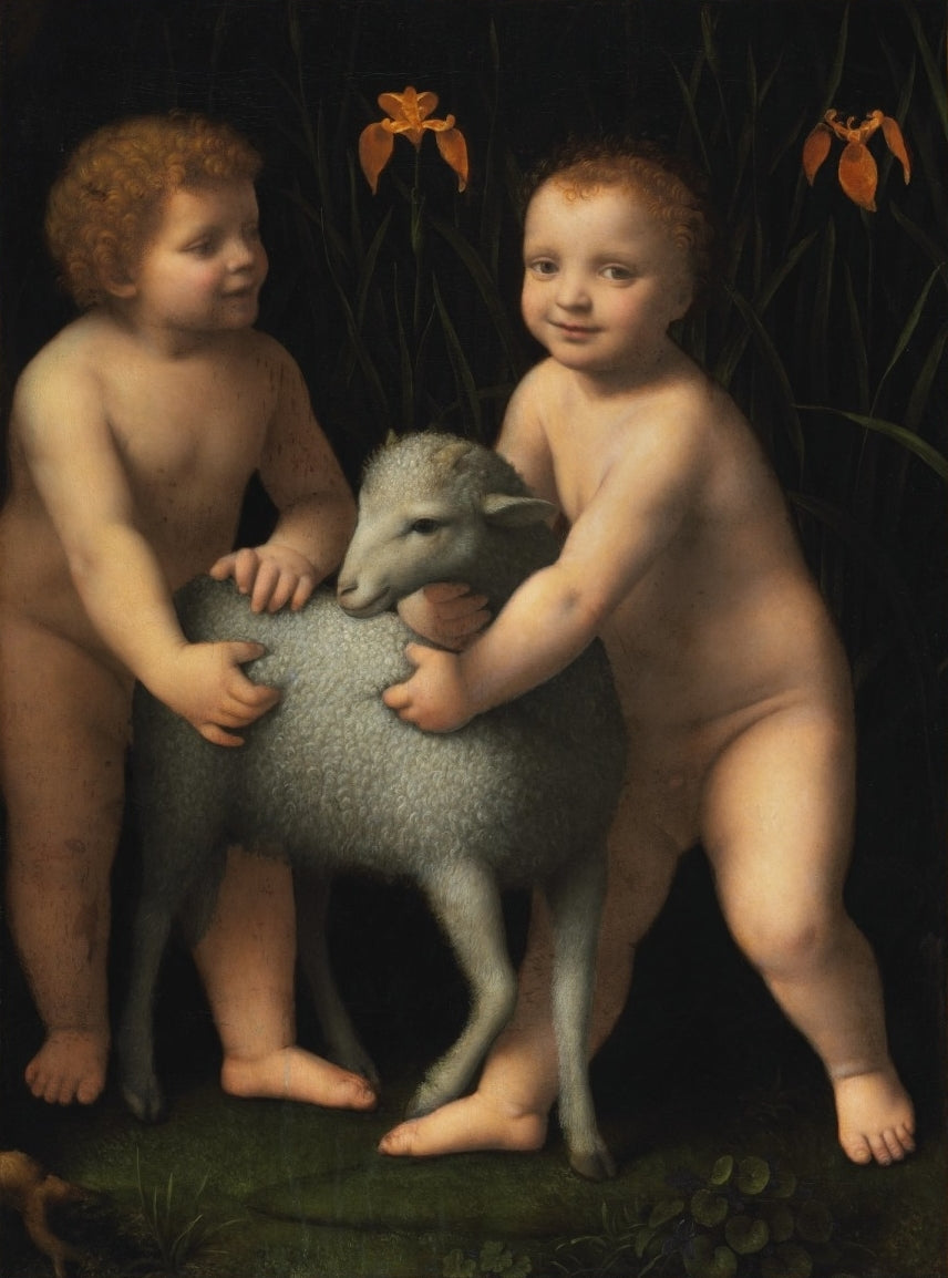 L'Enfant Jésus et le petit saint Jean-Baptiste avec un agneau - Bernardino Luini
