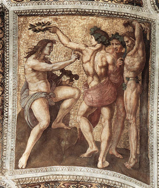 Reproduction du tableau « Apollon et Marsyas - Raphaël Sanzio » par Alpha Reproduction en peinture à l’huile