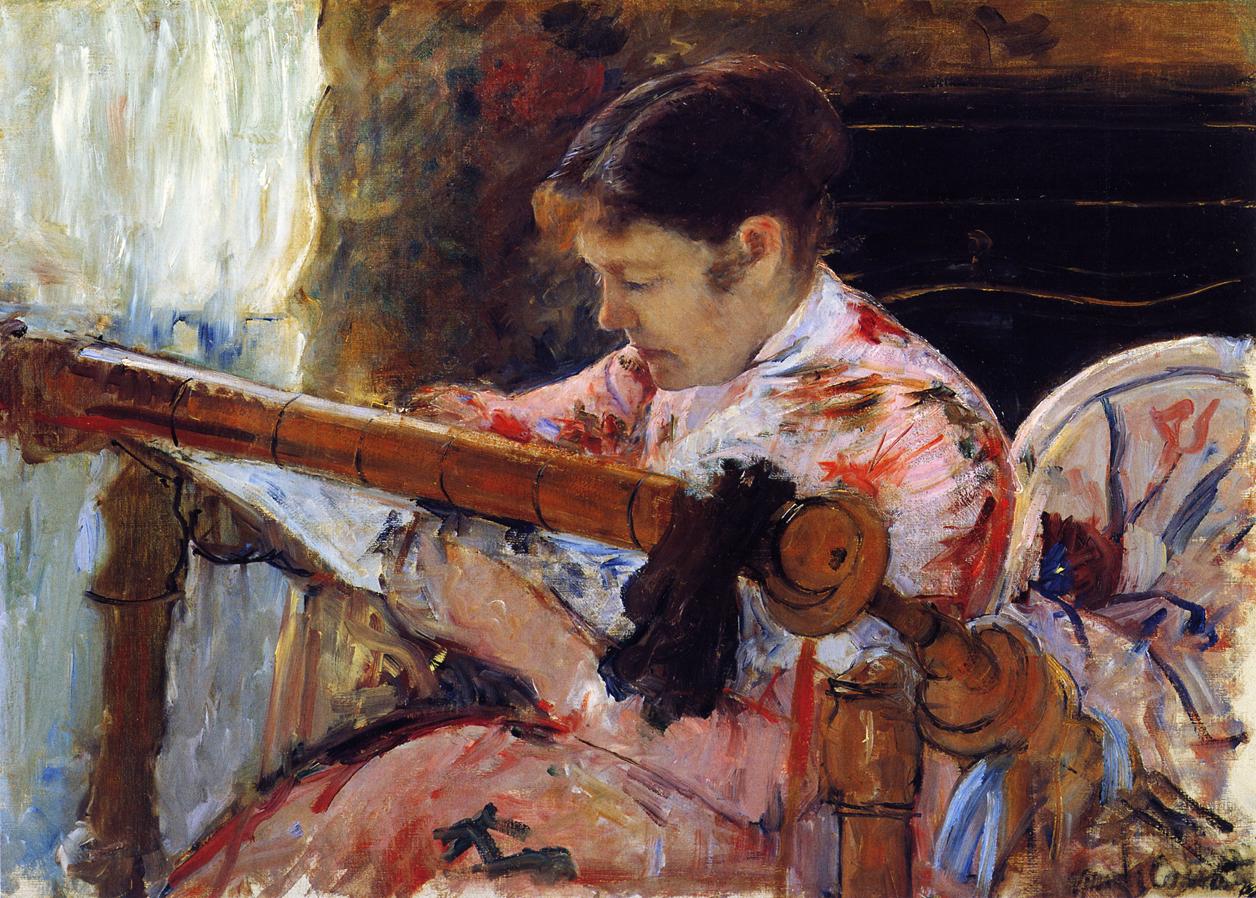 Lydia devant un métier à tapisserie, Mary Cassatt, 1881, huile sur toile