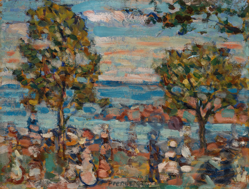 Beach scene with two trees - Maurice Prendergast