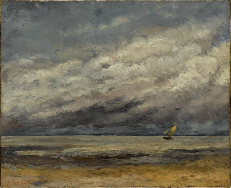 Marine with sailboat approaching the storm - Gustave Courbet