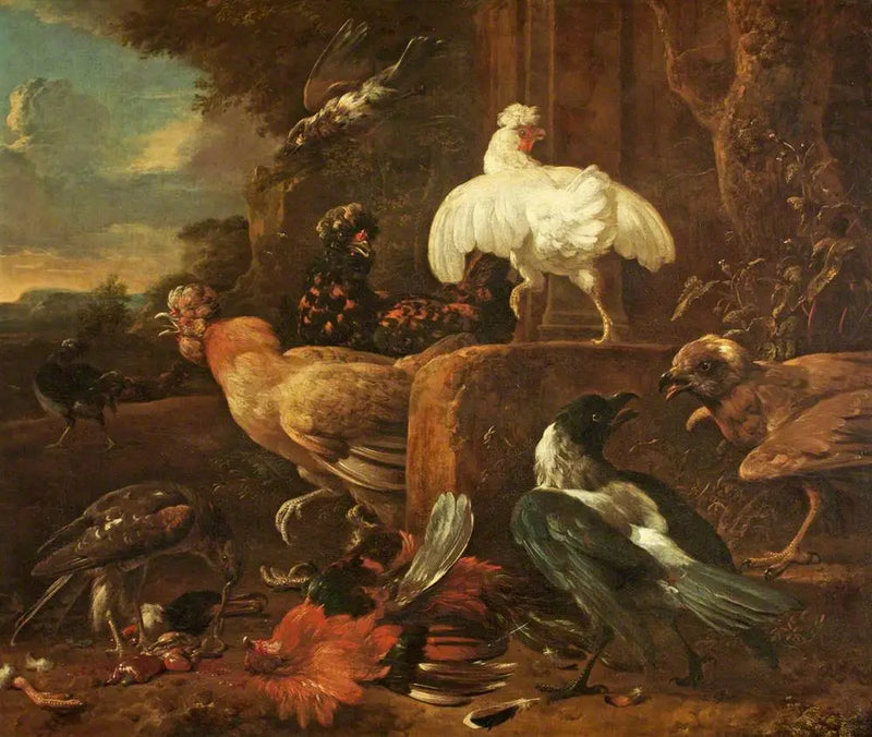 Poultry attacked by predatory birds in a landscape - Melchior de Hondecoeter