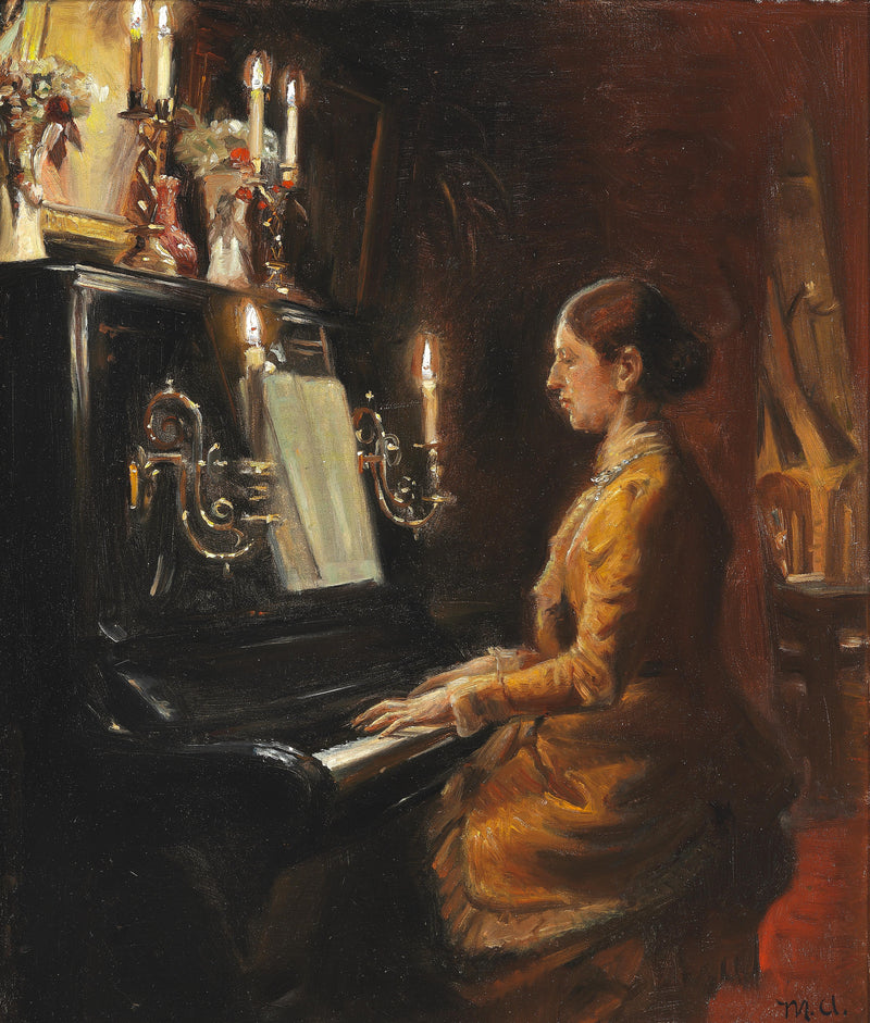 Anna at the piano. -Michael Peter Ancher