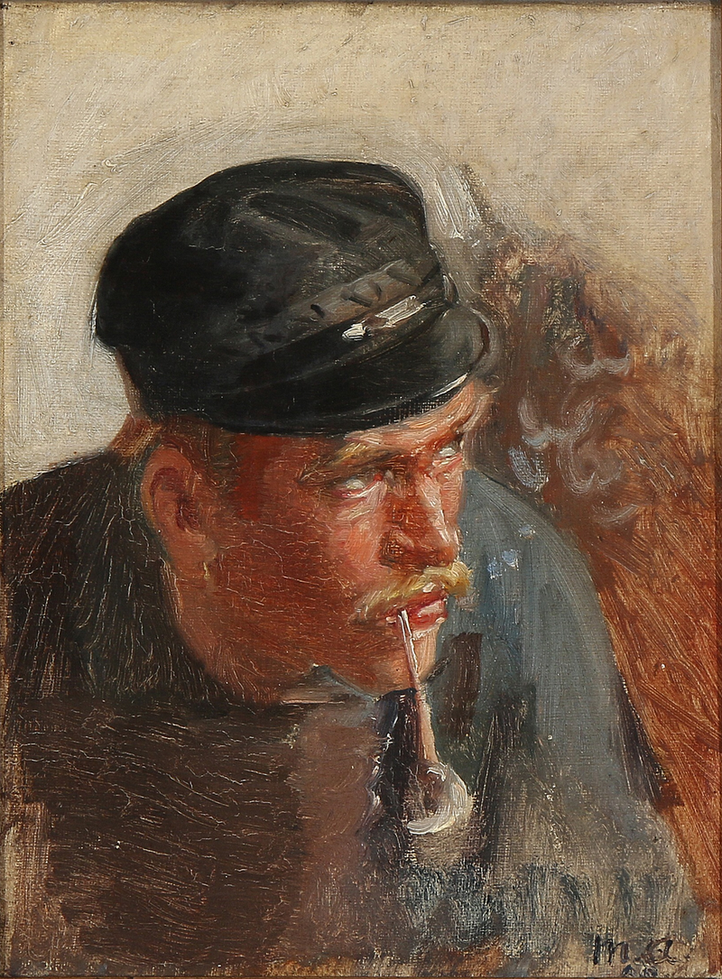 A young fisherman smoking a pipe. - Michael Peter Ancher