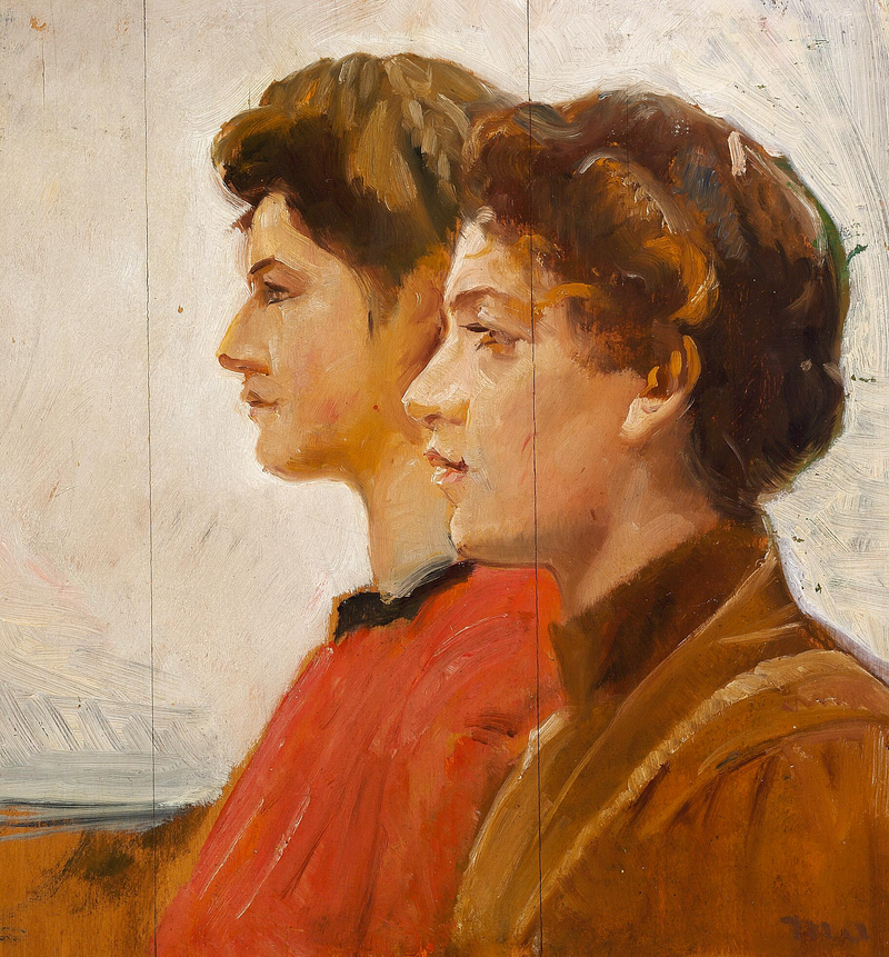 Two young women from Skagen in profile. - Michael Peter Ancher