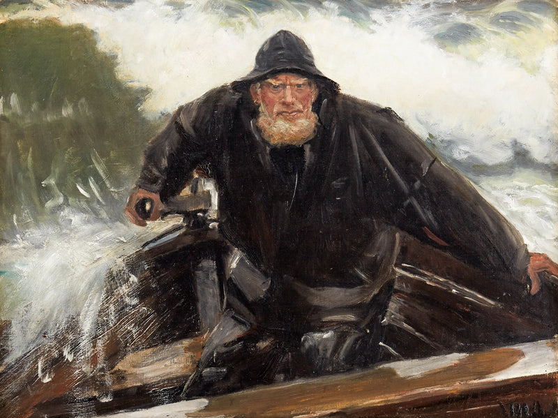 Fisherman in rough seas. - Michael Peter Ancher