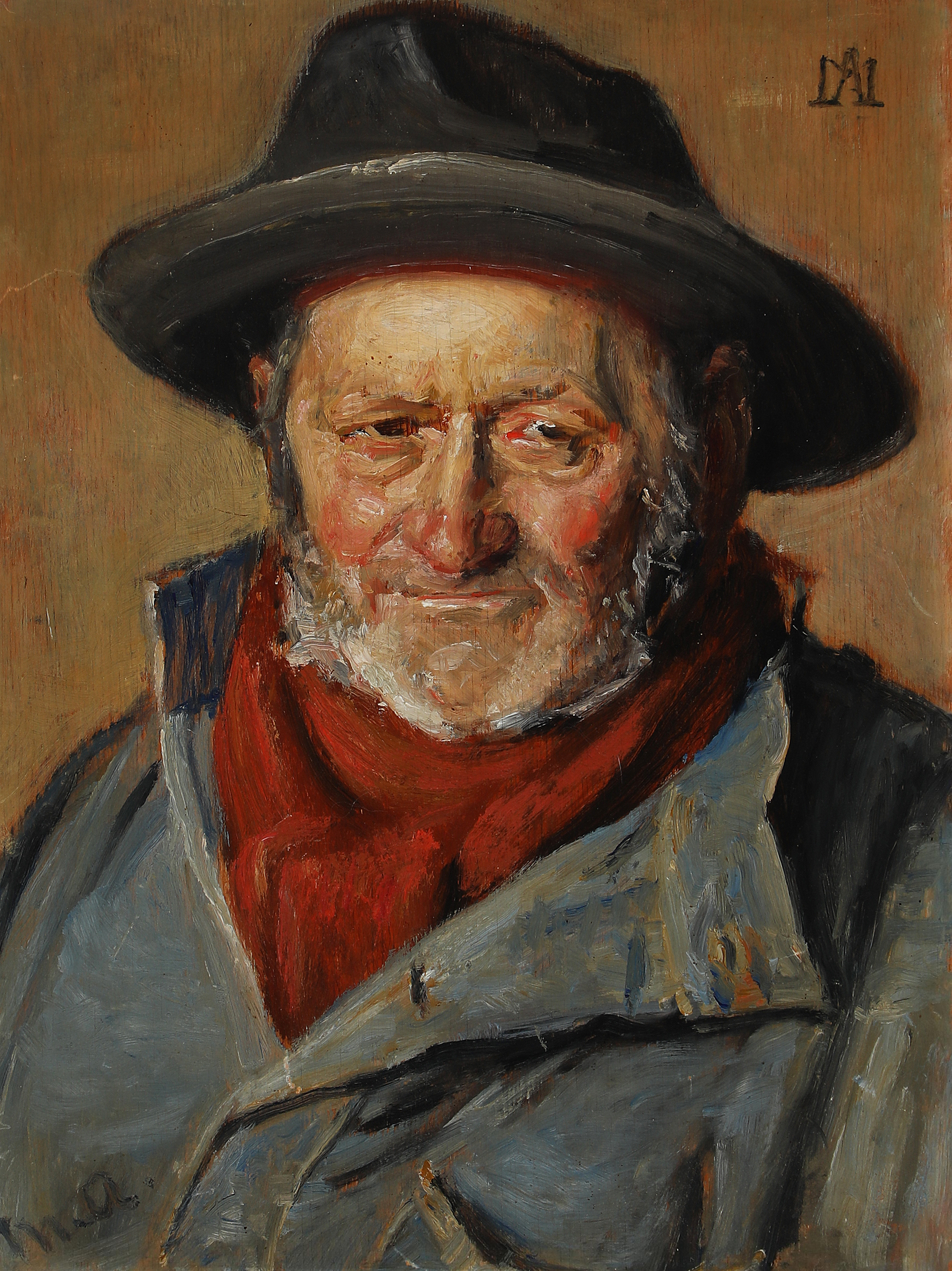 Pêcheur avec un chapeau et une écharpe rouge. - Michael Peter Ancher - Alpha Reproduction