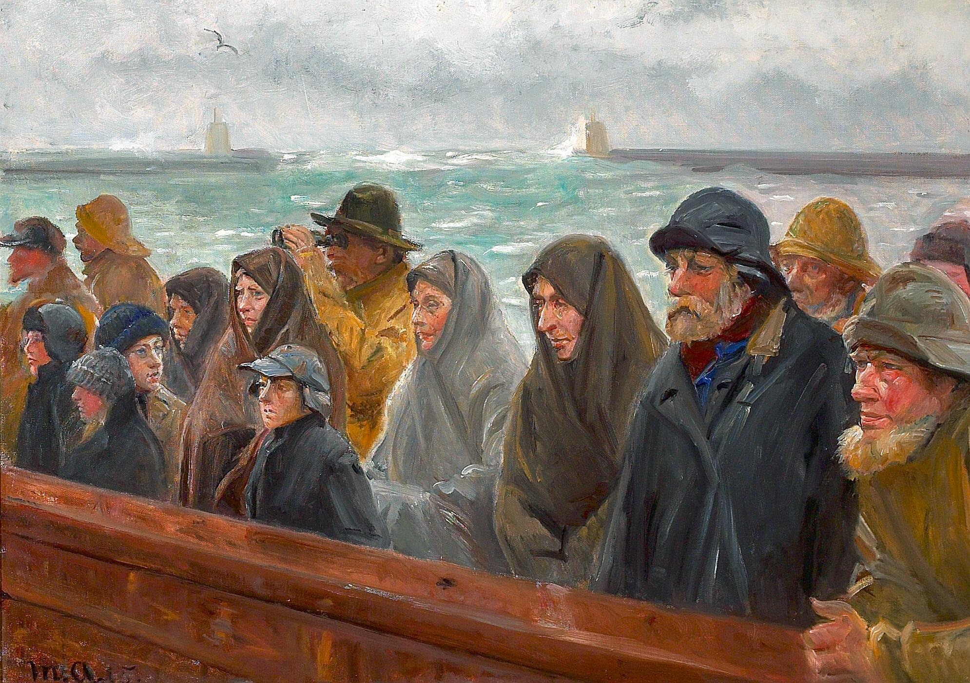 Des pêcheurs et leurs familles sur un quai à Skagen. - Michael Peter Ancher - Alpha Reproduction