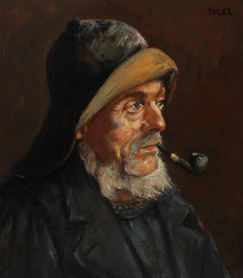 Portrait of a Fisherman. 35 x 31 cm. - Michael Peter Ancher