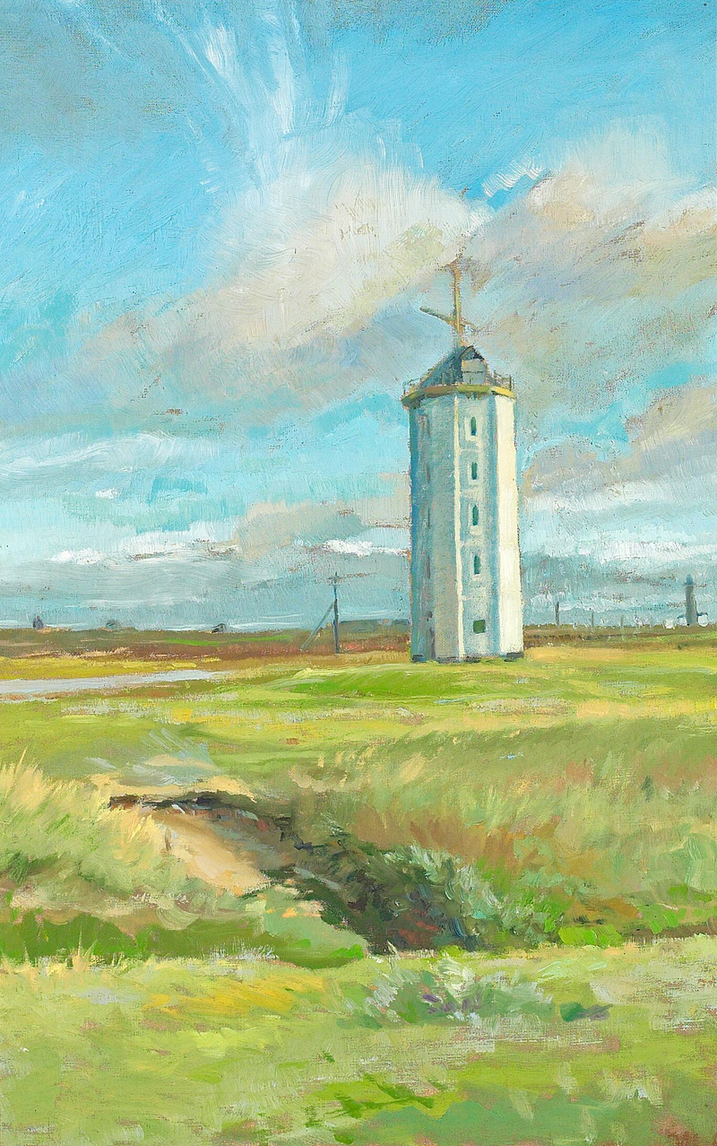 A spring day at the white lighthouse on Skagen. - Michael Peter Ancher