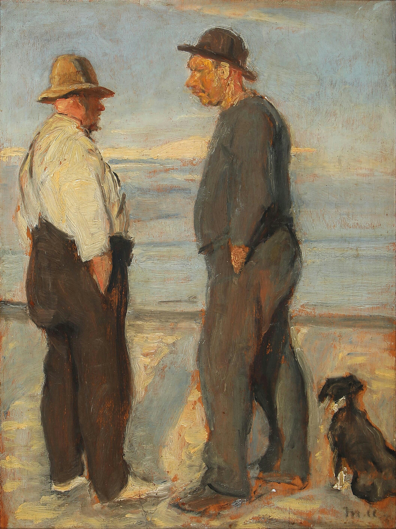 Landscape with two fishermen on the beach, Skagen. - Michael Peter Ancher