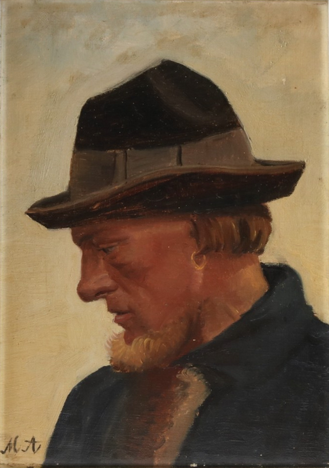 Portrait of a fisherman wearing a soft hat. - Michael Peter Ancher