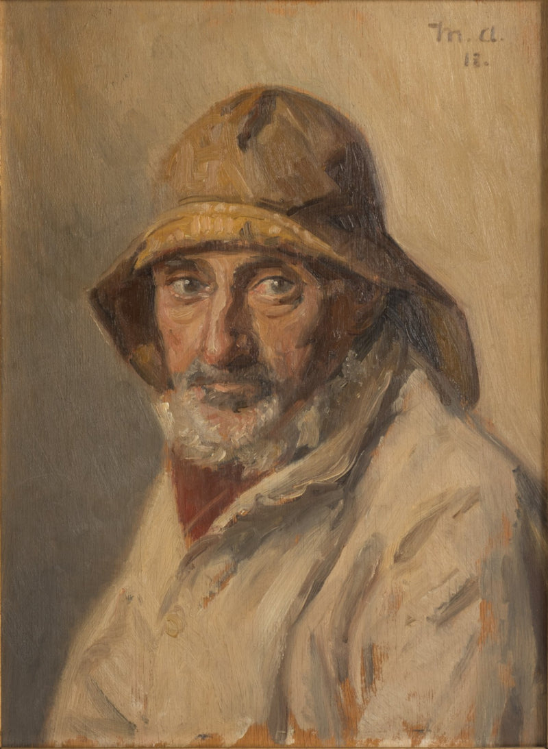 Portrait of a fisherman wearing a oilskin. - Michael Peter Ancher