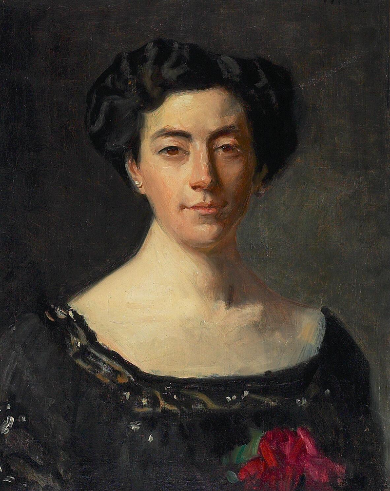 Portrait of Miss Neergaard in a black dress. -Michael Peter Ancher