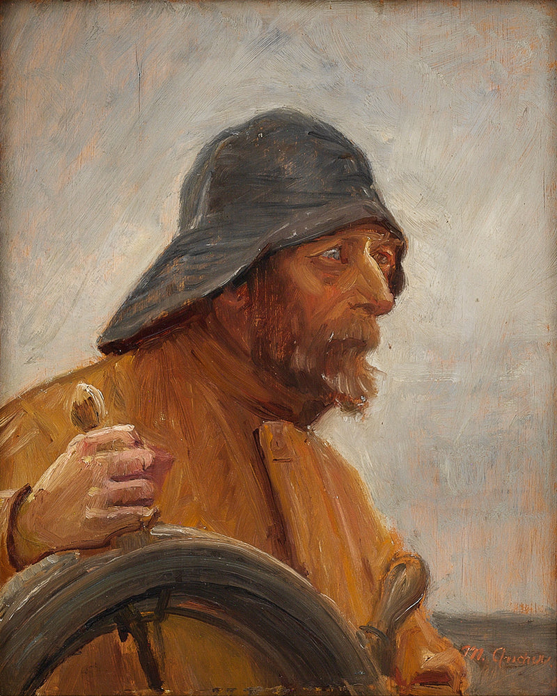 A helmsman wearing an oilskin. - Michael Peter Ancher