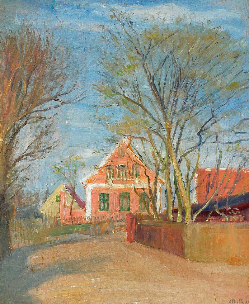 Houses in Skagen bathed in sunlight. - Michael Peter Ancher