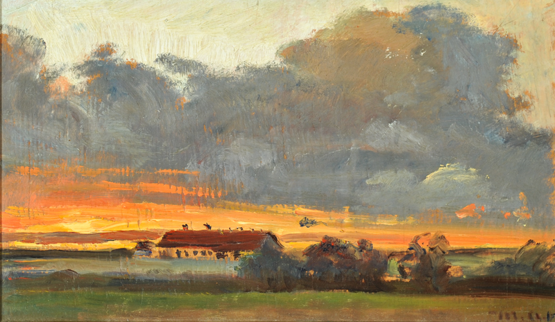 Sunset in Skagen with a view of Rytter Søren's farm. - Michael Peter Ancher